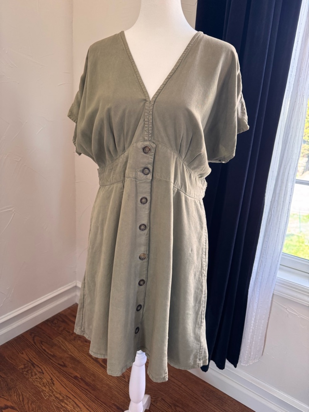 Quince Vintage Wash Tencel Button Front Dress